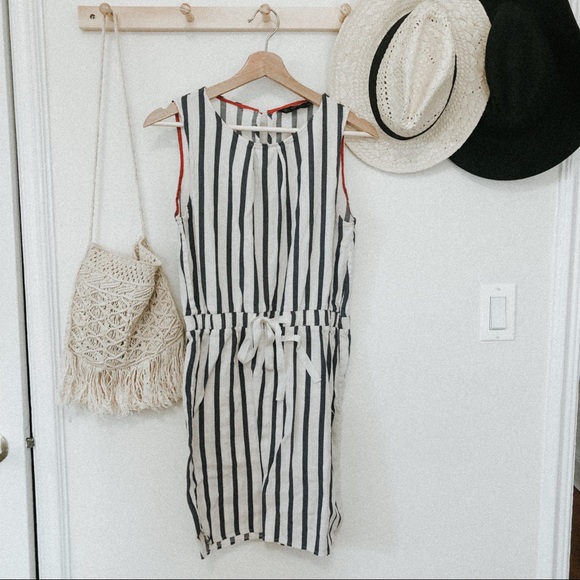 Zara Other - Zara striped romper blue cream sleeveless S